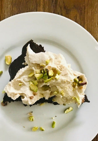 Gluten/dairy free: Flourless Chocolate Cake with whipped Coconut & Cashew Icing.